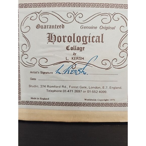 L KERSH vintage SIGNED racing motorcycle Watch Parts Horological Collage FRAMED - Picture 4 of 4